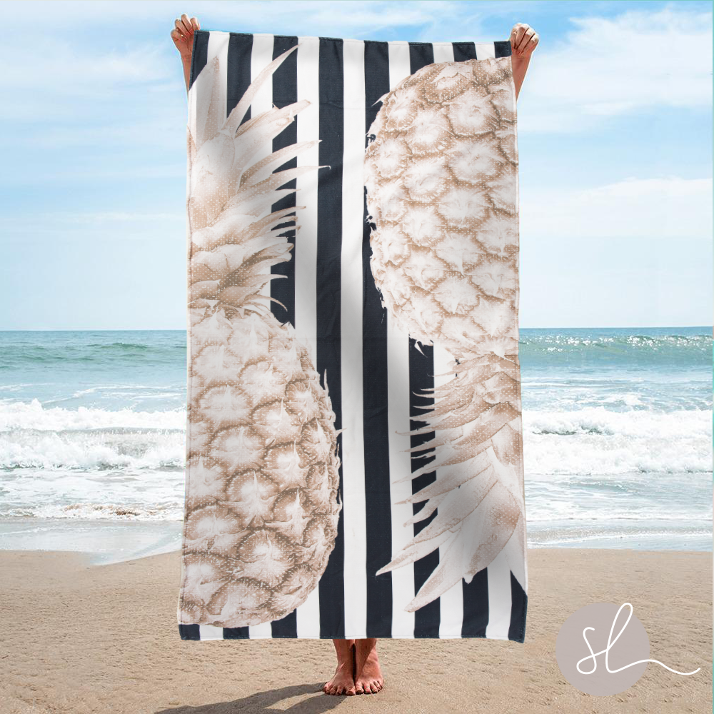 Monogrammed Cabana Stripe Beach Towel